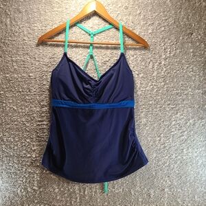 Title Nine Underwired Tankini Top Size 38C Removable Pads Blue